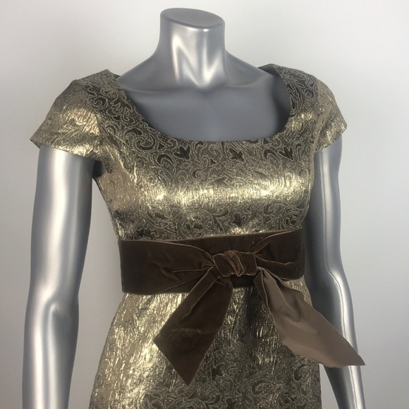Patra Petite Gold Detailed Velvet Evening Dress 6 - Picture 3 of 5